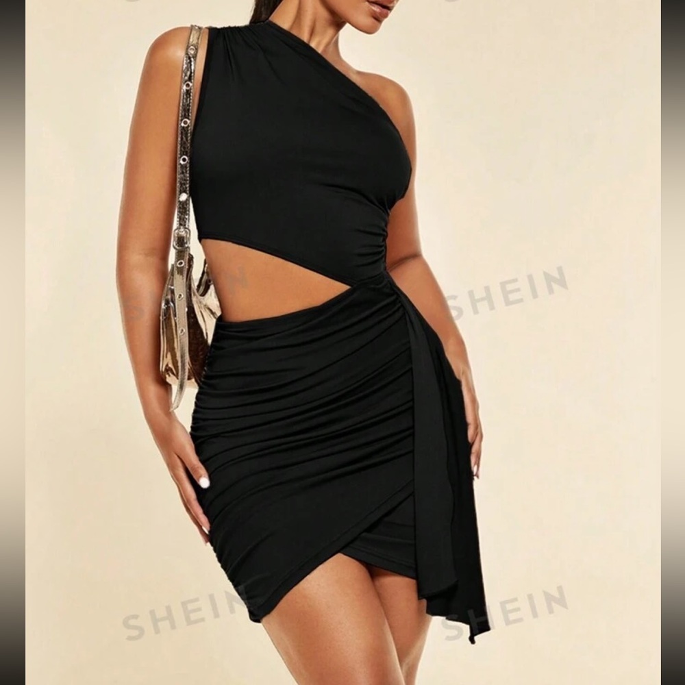 SHEIN BAE Women's One Shoulder Hollow Out Bodycon Dress